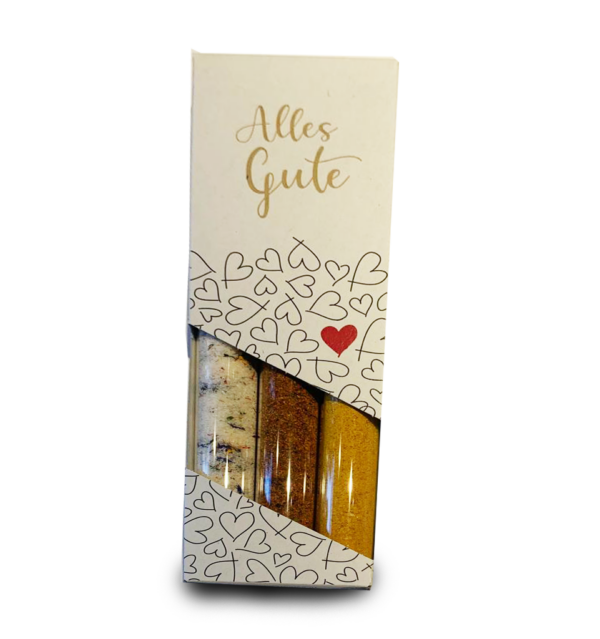 Geschenkset "Alles Gute" mit drei Gewürzen