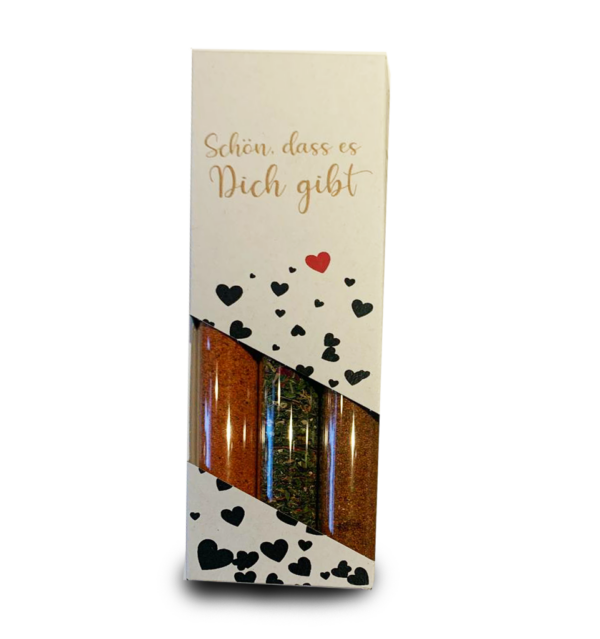 Geschenkset "Schön, dass es dich gibt" mit drei Gewürzen